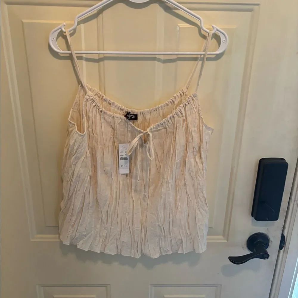 J Crew Cream Crinkle Spaghetti Strap Top - Picture 3 of 6